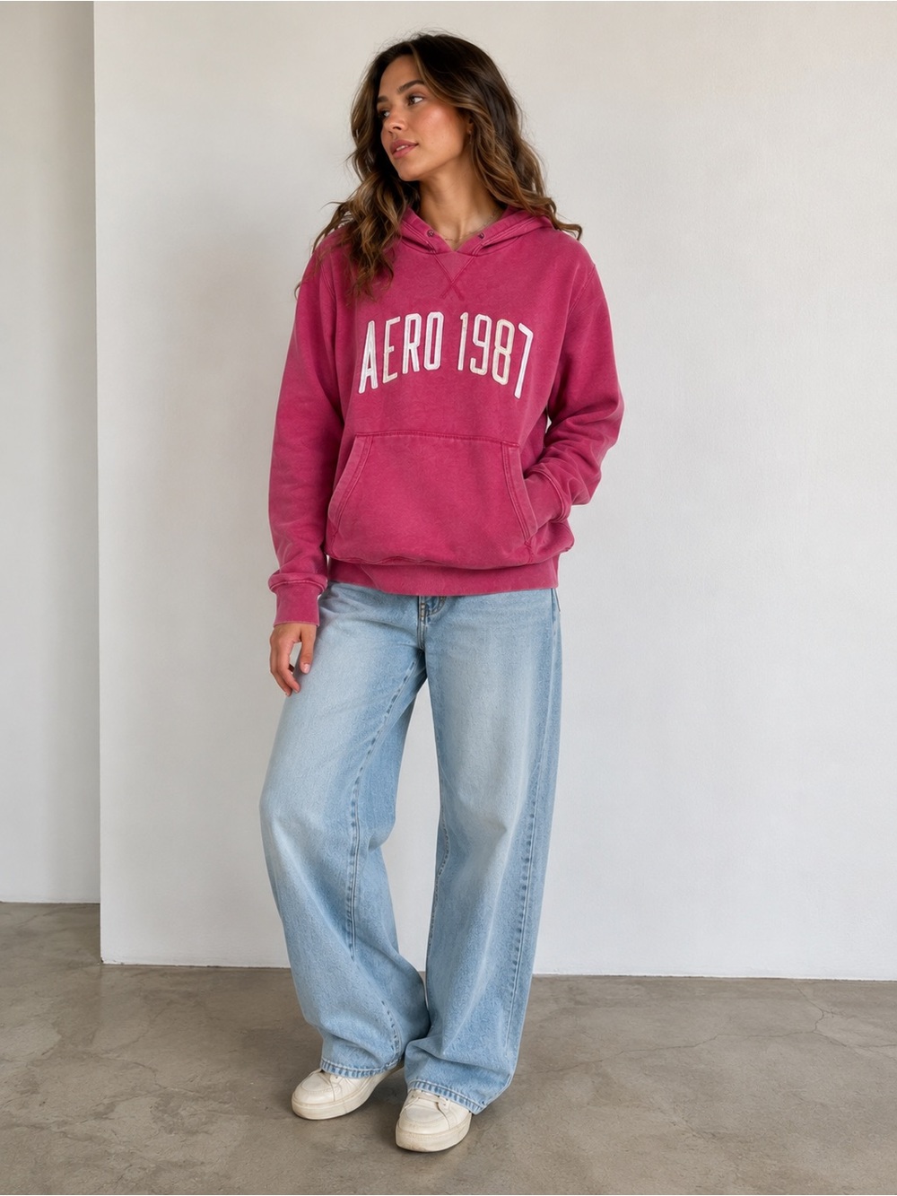 Aeropostale AERO 1987 Pink Pullover Hoodie XL Y2K Collegiate
